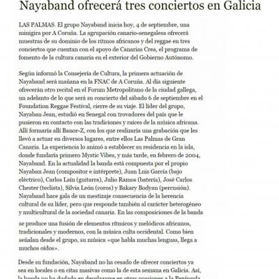 Nayaband ofrecere tres conciertos en Galicia